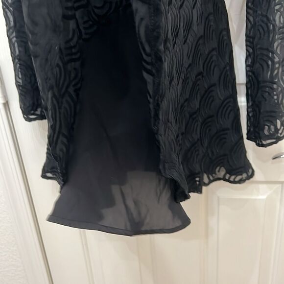 For Love And Lemons Black Cut Out Flared Cocktail Dress VNeck Long Sleeve Mini - Picture 7 of 15